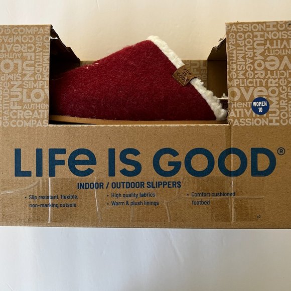 LIFE IS GOOD Women's "Life is Good" Felt Cork Slippers NIB Size 10 - Picture 8 of 8